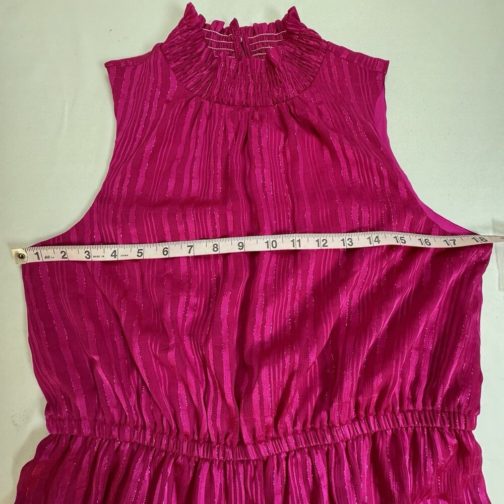 NWT Nine West Pink Pleated Dress Medium Sleeveless Elastic Waist Flowy Summer - Picture 7 of 7